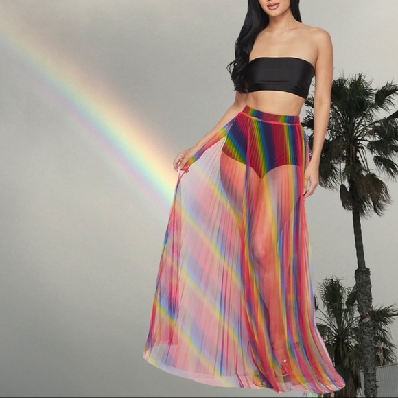Key West Pride Rainbow Sheer Skirt Cover Up - Picture 3 of 8